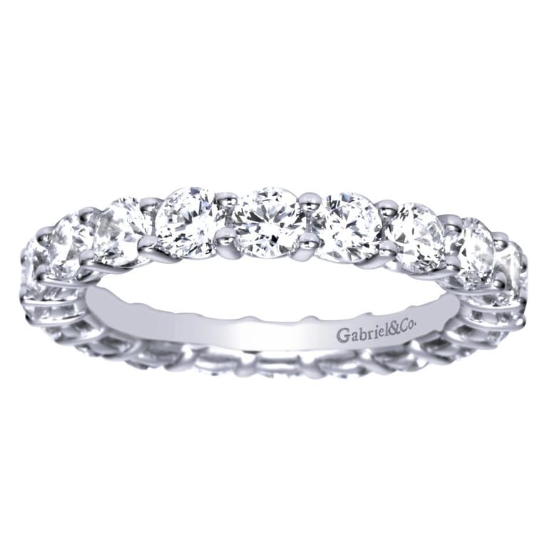 Eternity Band Wedding Ring in 14k White Gold with Round Natural Diamond at Gabriel & Co. - Shot 4