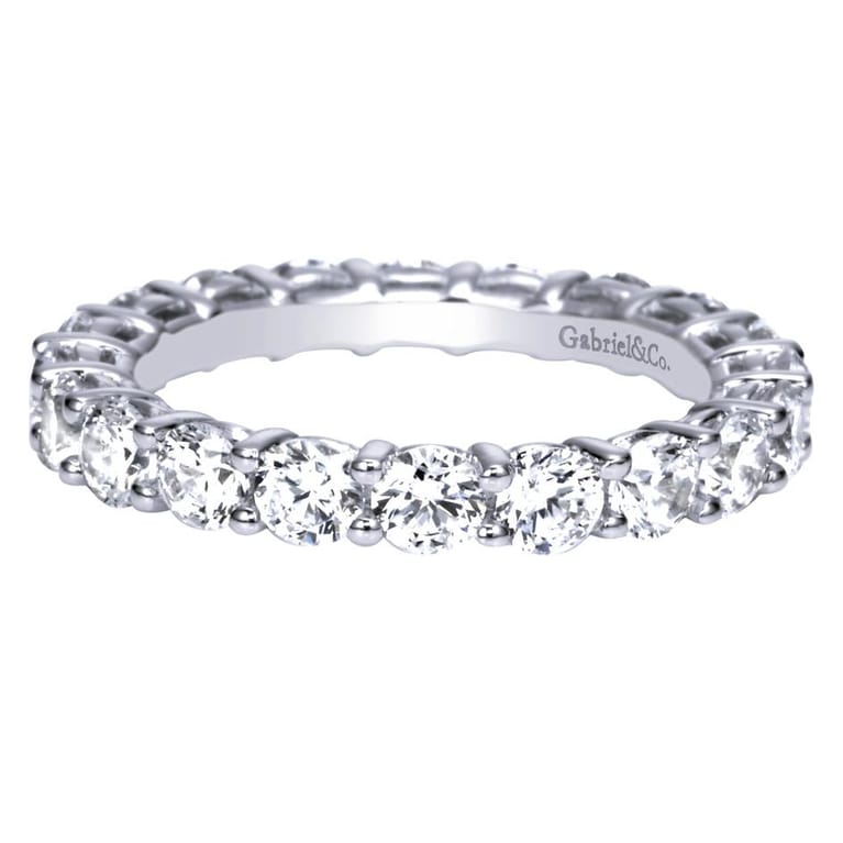Eternity Band Wedding Ring in 14k White Gold with Round Natural Diamond at Gabriel & Co. - Shot 1