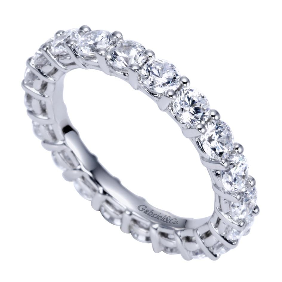 Eternity Band Wedding Ring in 14k White Gold with Round Natural Diamond at Gabriel & Co. - Shot 3