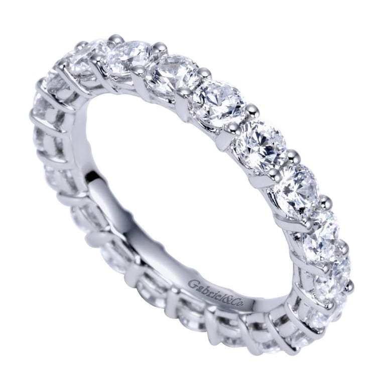 Eternity Band Wedding Ring in 14k White Gold with Round Natural Diamond at Gabriel & Co. - Shot 3