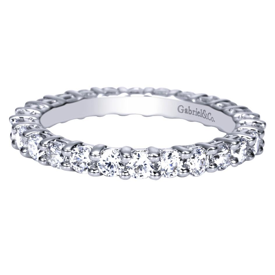 Eternity Band Wedding Ring in 14k White Gold with Round Natural Diamond at Gabriel & Co. - Shot 1