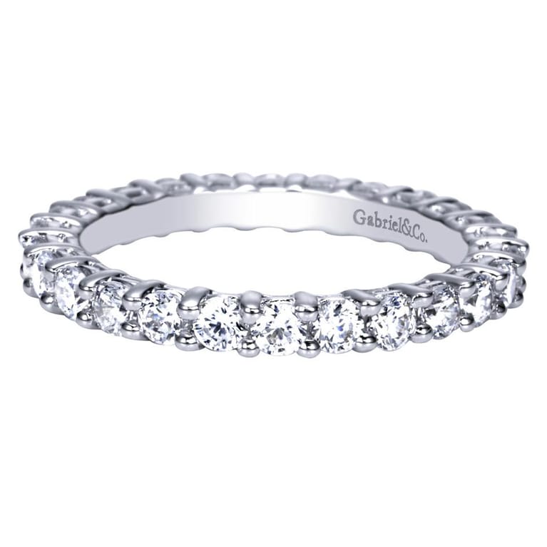Eternity Band Wedding Ring in 14k White Gold with Round Natural Diamond at Gabriel & Co. - Shot 1