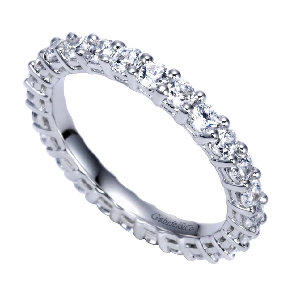 Eternity Band Wedding Ring in 14k White Gold with Round Natural Diamond at Gabriel & Co. - Shot 3