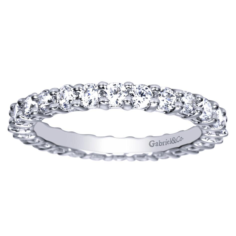 Eternity Band Wedding Ring in 14k White Gold with Round Natural Diamond at Gabriel & Co. - Shot 4