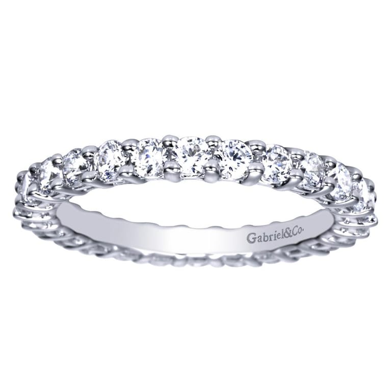 Eternity Band Wedding Ring in 14k White Gold with Round Natural Diamond at Gabriel & Co. - Shot 4