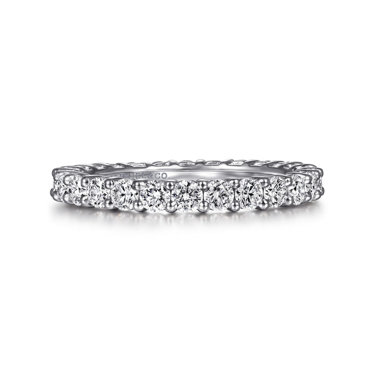 Eternity Band Wedding Ring in 14k White Gold with Round Natural Diamond at Gabriel & Co. - Shot 1
