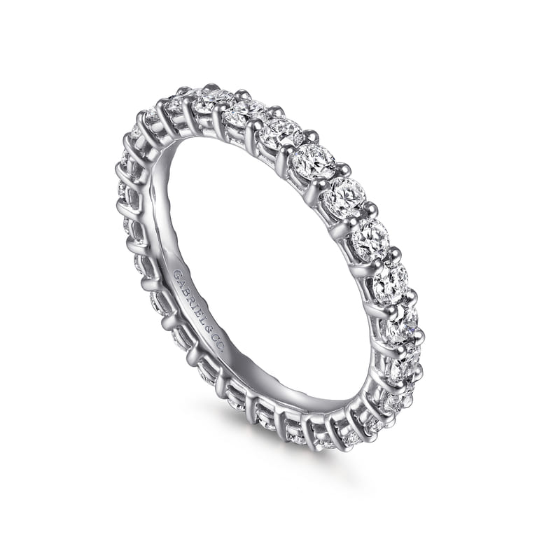 Eternity Band Wedding Ring in 14k White Gold with Round Natural Diamond at Gabriel & Co. - Shot 3