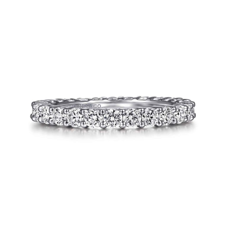Eternity Band Wedding Ring in 14k White Gold with Round Natural Diamond at Gabriel & Co. - Shot 1
