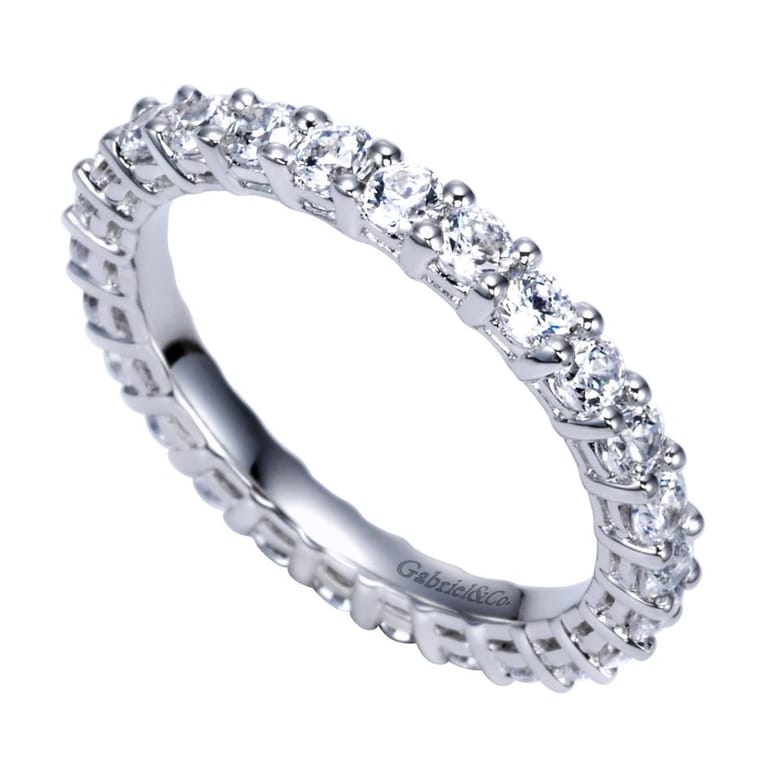 Eternity Band Wedding Ring in 14k White Gold with Round Natural Diamond at Gabriel & Co. - Shot 3