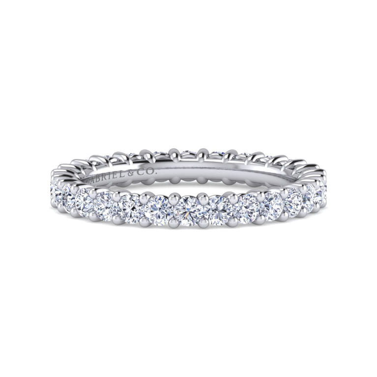 Eternity Band Wedding Ring in 14k White Gold with Round Natural Diamond at Gabriel & Co. - Shot 1