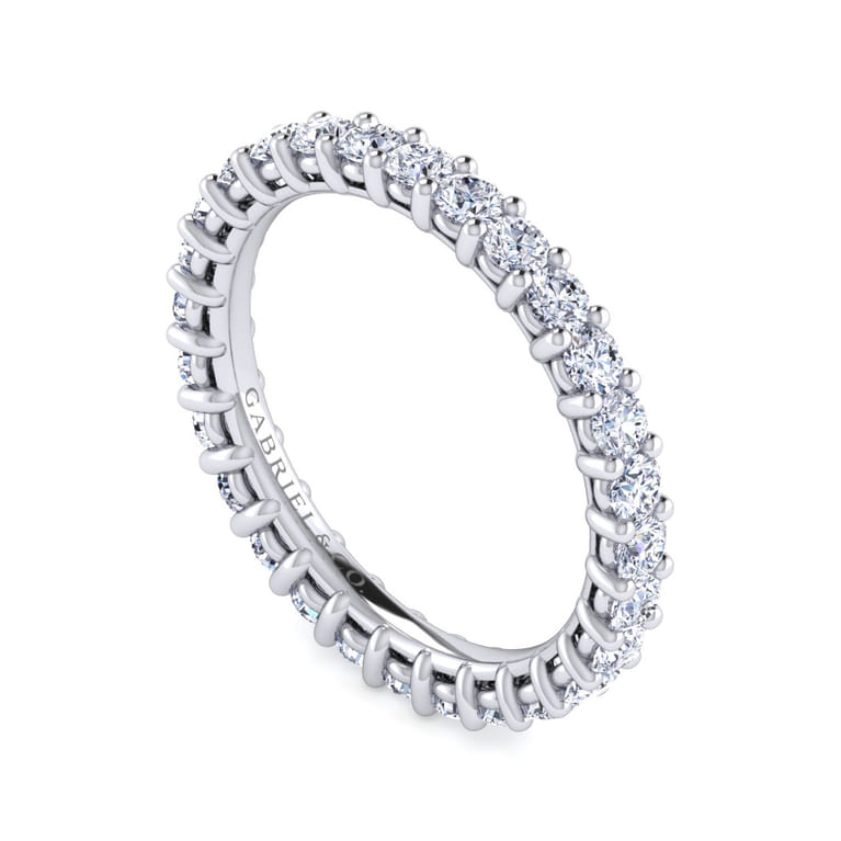 Eternity Band Wedding Ring in 14k White Gold with Round Natural Diamond at Gabriel & Co. - Shot 3