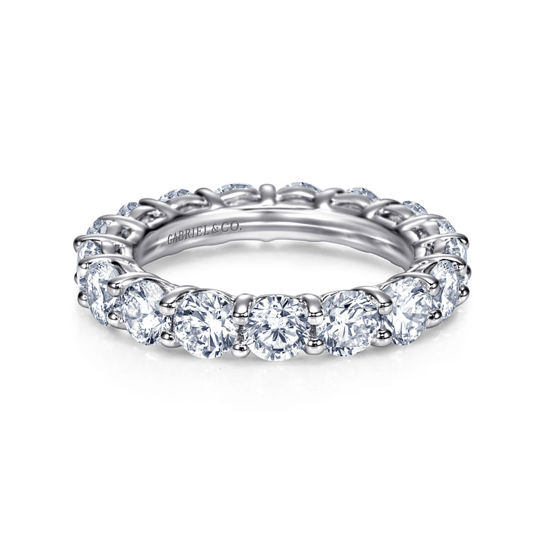 Eternity Band Wedding Ring in 14k White Gold with Round Natural Diamond at Gabriel & Co. - Shot 1