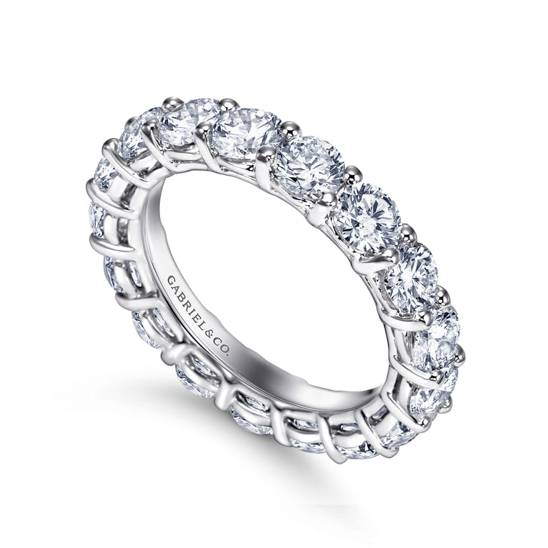 Eternity Band Wedding Ring in 14k White Gold with Round Natural Diamond at Gabriel & Co. - Shot 3