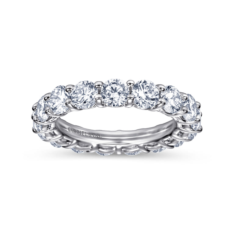 Eternity Band Wedding Ring in 14k White Gold with Round Natural Diamond at Gabriel & Co. - Shot 4