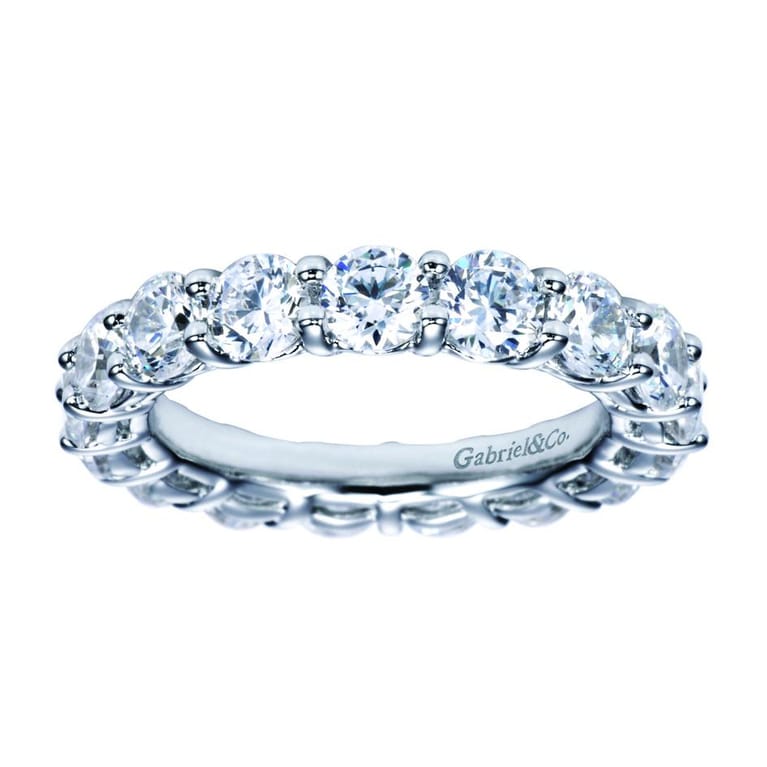 Eternity Band Wedding Ring in 14k White Gold with Round Natural Diamond at Gabriel & Co. - Shot 5