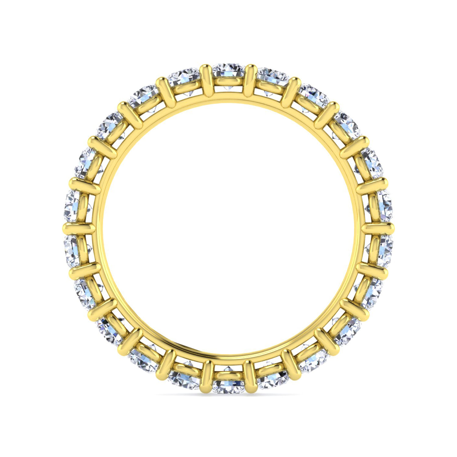 Eternity Band Wedding Ring in 14k Yellow Gold with Round Natural Diamond at Gabriel & Co. - Shot 2