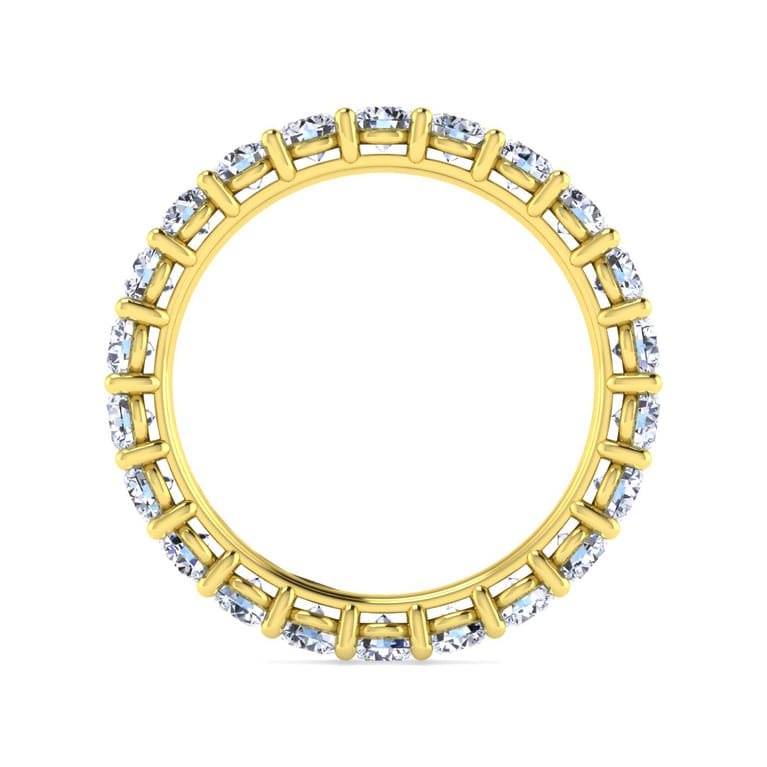 Eternity Band Wedding Ring in 14k Yellow Gold with Round Natural Diamond at Gabriel & Co. - Shot 2