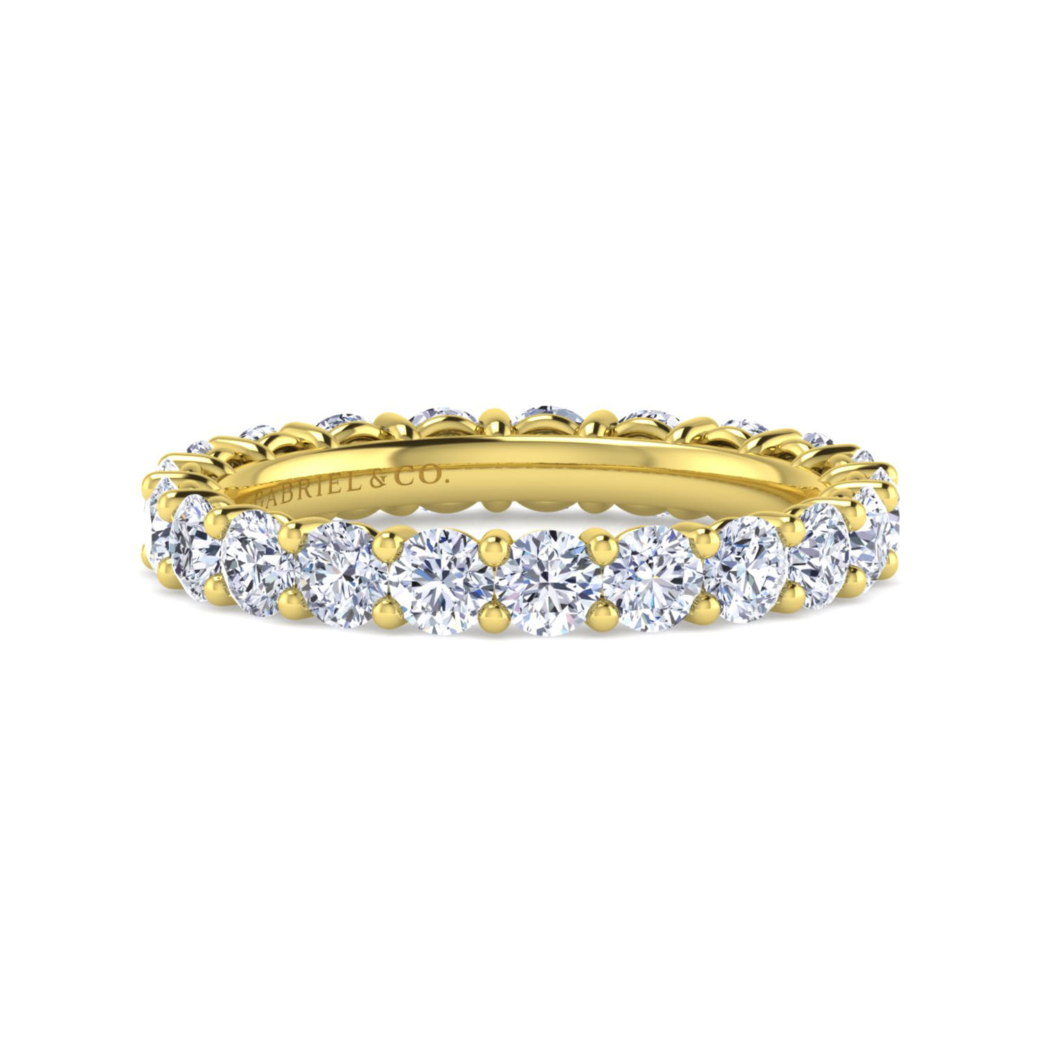 Eternity Band Wedding Ring in 14k Yellow Gold with Round Natural Diamond at Gabriel & Co. - Shot 1