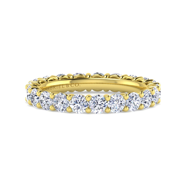 Eternity Band Wedding Ring in 14k Yellow Gold with Round Natural Diamond at Gabriel & Co. - Shot 1