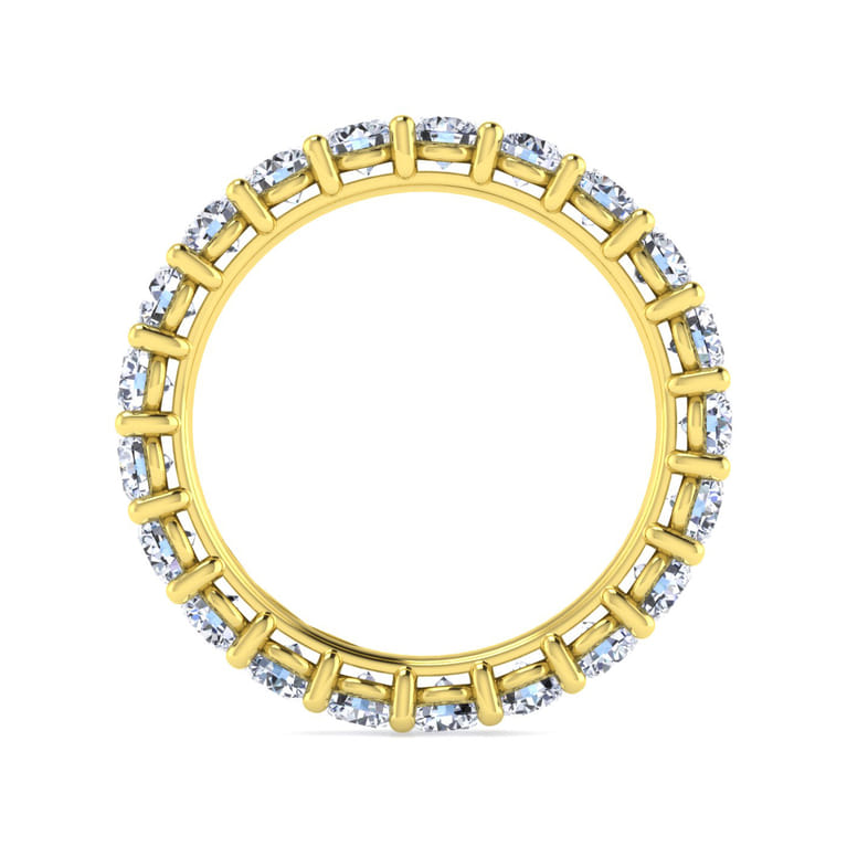 Eternity Band Wedding Ring in 14k Yellow Gold with Round Natural Diamond at Gabriel & Co. - Shot 2
