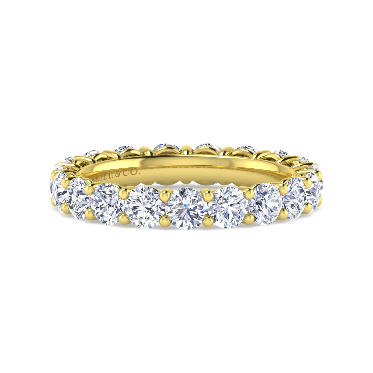 Eternity Band Wedding Ring in 14k Yellow Gold with Round Natural Diamond at Gabriel & Co. - Shot 1