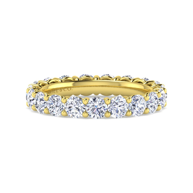 Eternity Band Wedding Ring in 14k Yellow Gold with Round Natural Diamond at Gabriel & Co. - Shot 1
