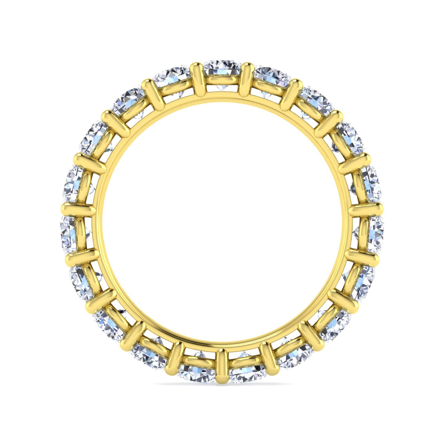 Eternity Band Wedding Ring in 14k Yellow Gold with Round Natural Diamond at Gabriel & Co. - Shot 2
