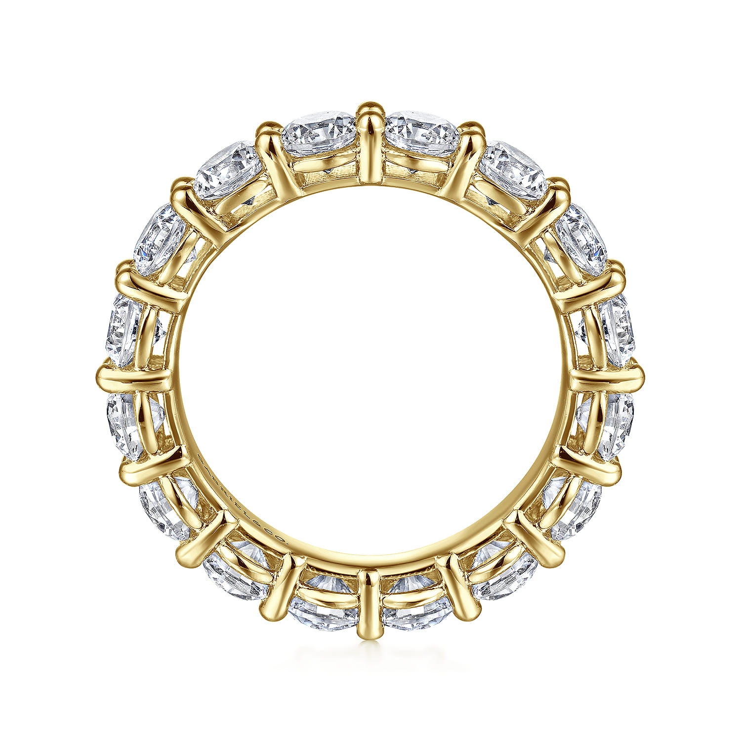 Eternity Band Wedding Ring in 14k Yellow Gold with Round Natural Diamond at Gabriel & Co. - Shot 2