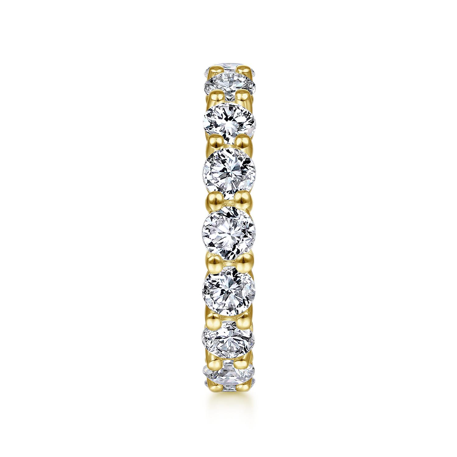 Eternity Band Wedding Ring in 14k Yellow Gold with Round Natural Diamond at Gabriel & Co. - Shot 4