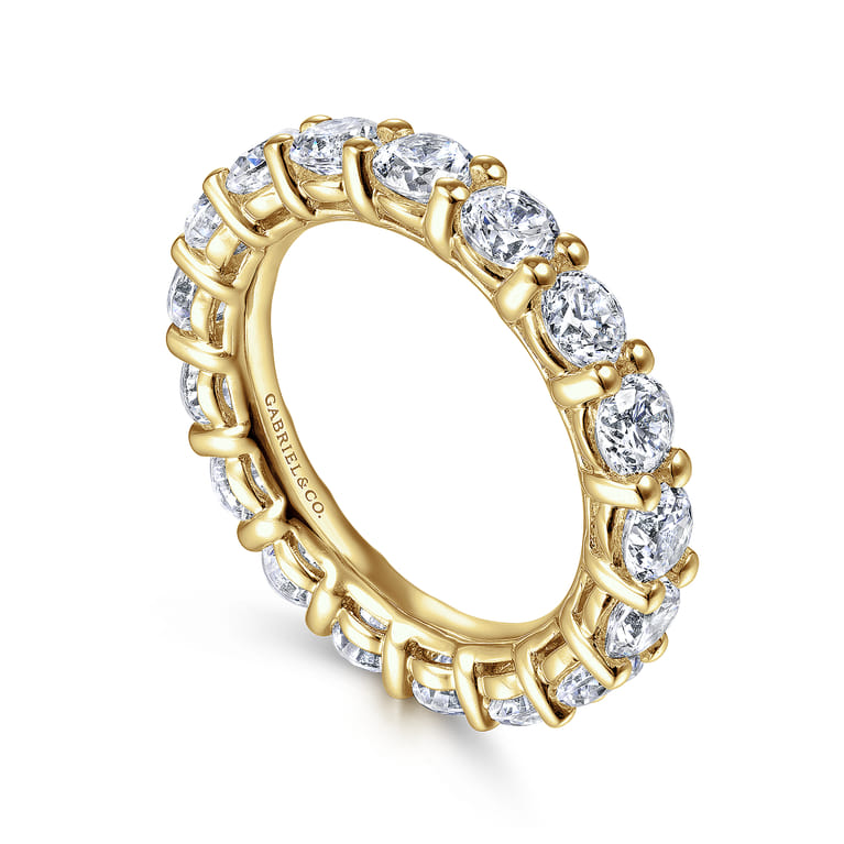 Eternity Band Wedding Ring in 14k Yellow Gold with Round Natural Diamond at Gabriel & Co. - Shot 3