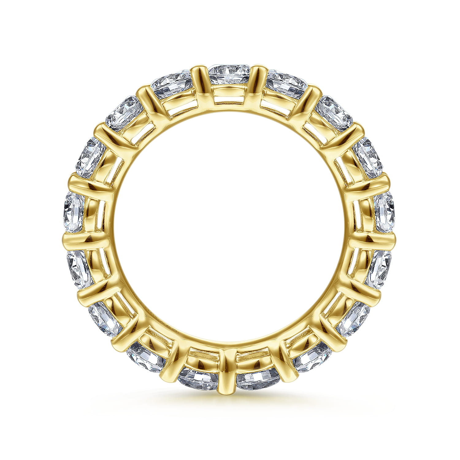 Eternity Band Wedding Ring in 14k Yellow Gold with Round Natural Diamond at Gabriel & Co. - Shot 2