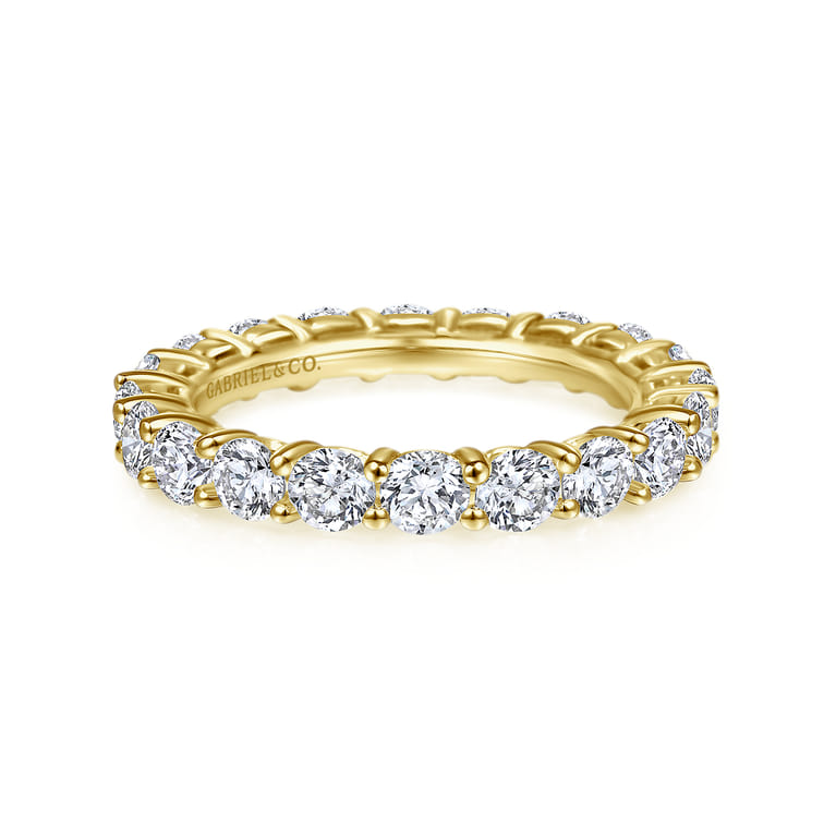 Eternity Band Wedding Ring in 14k Yellow Gold with Round Natural Diamond at Gabriel & Co. - Shot 1
