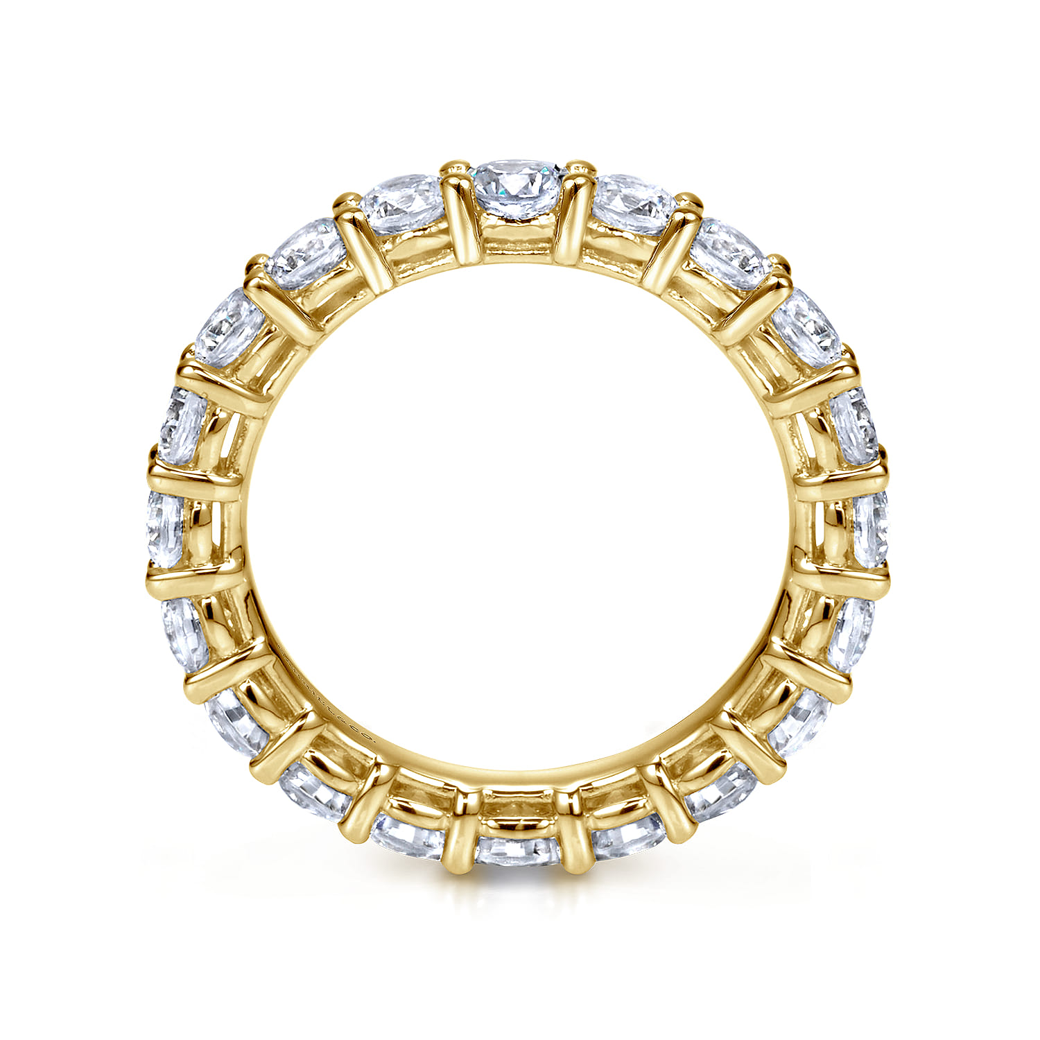 Eternity Band Wedding Ring in 14k Yellow Gold with Round Natural Diamond at Gabriel & Co. - Shot 2