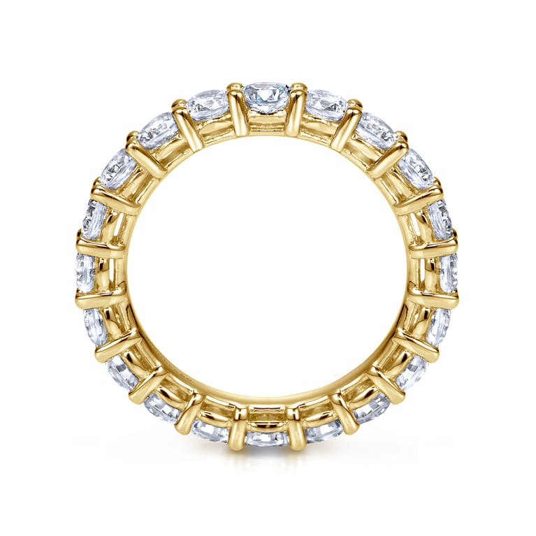 Eternity Band Wedding Ring in 14k Yellow Gold with Round Natural Diamond at Gabriel & Co. - Shot 2