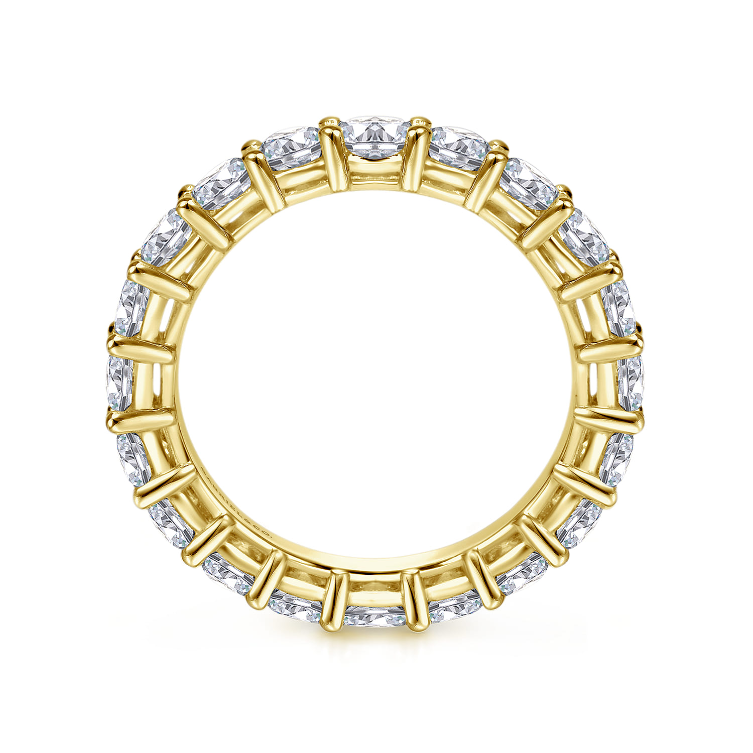 Eternity Band Wedding Ring in 14k Yellow Gold with Round Natural Diamond at Gabriel & Co. - Shot 2