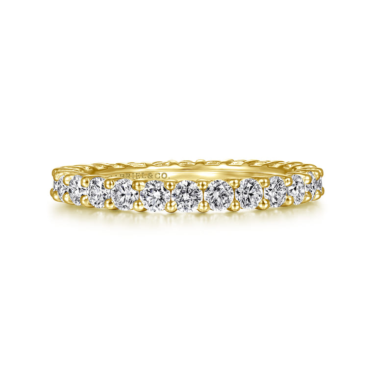 Eternity Band Wedding Ring in 14k Yellow Gold with Round Natural Diamond at Gabriel & Co. - Shot 1