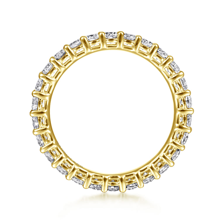 Eternity Band Wedding Ring in 14k Yellow Gold with Round Natural Diamond at Gabriel & Co. - Shot 2