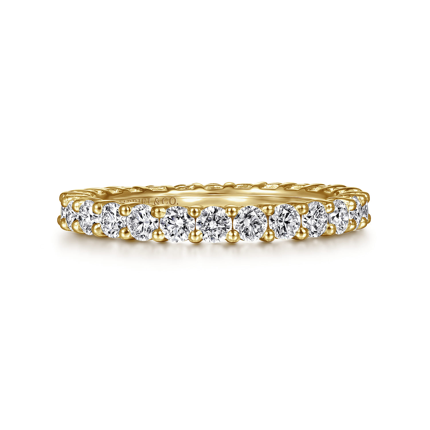 Eternity Band Wedding Ring in 14k Yellow Gold with Round Natural Diamond at Gabriel & Co. - Shot 1