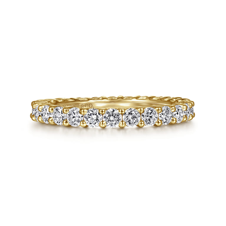 Eternity Band Wedding Ring in 14k Yellow Gold with Round Natural Diamond at Gabriel & Co. - Shot 1