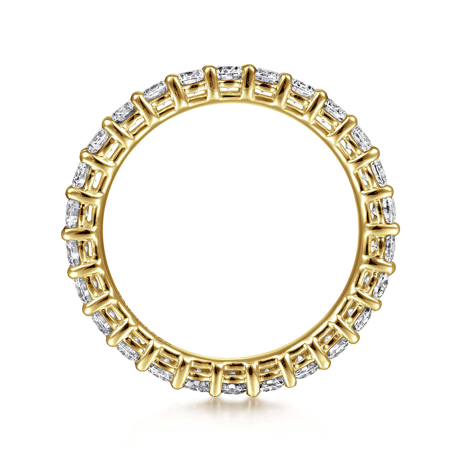 Eternity Band Wedding Ring in 14k Yellow Gold with Round Natural Diamond at Gabriel & Co. - Shot 2
