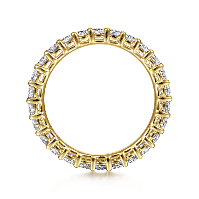 Eternity Band Wedding Ring in 14k Yellow Gold with Round Natural Diamond at Gabriel & Co. - Shot 2