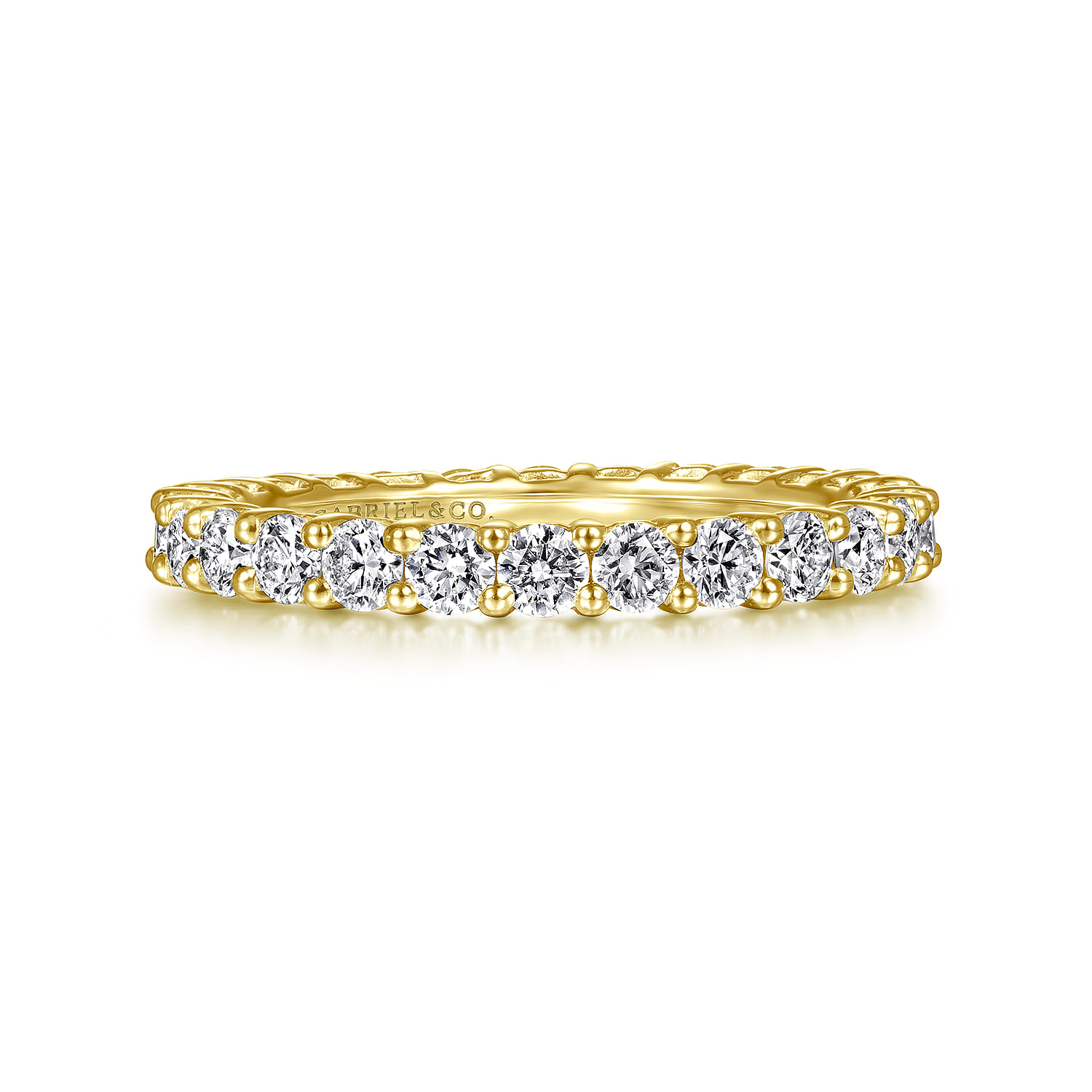 Eternity Band Wedding Ring in 14k Yellow Gold with Round Natural Diamond at Gabriel & Co. - Shot 1