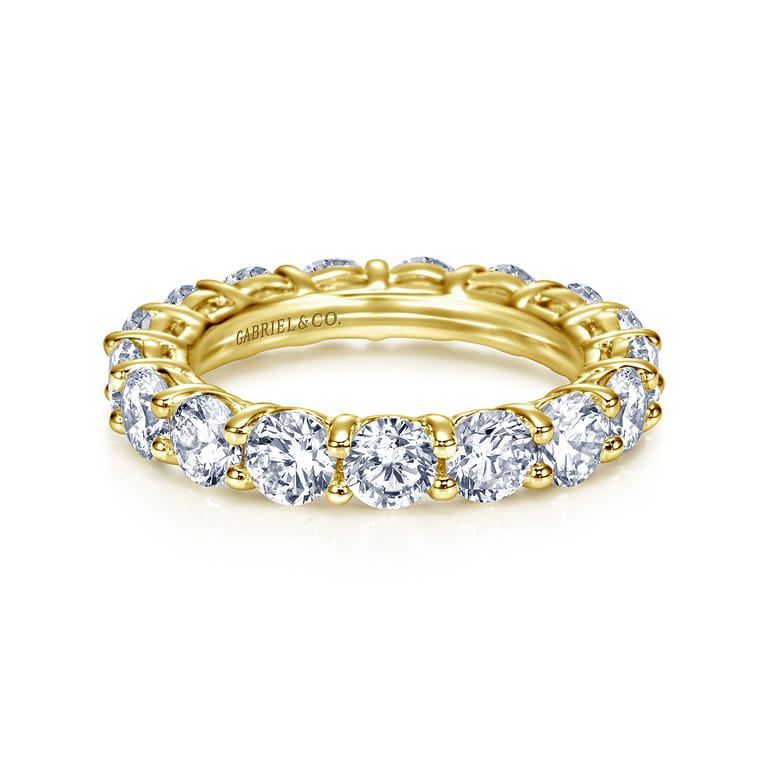 Eternity Band Wedding Ring in 14k Yellow Gold with Round Natural Diamond at Gabriel & Co. - Shot 1