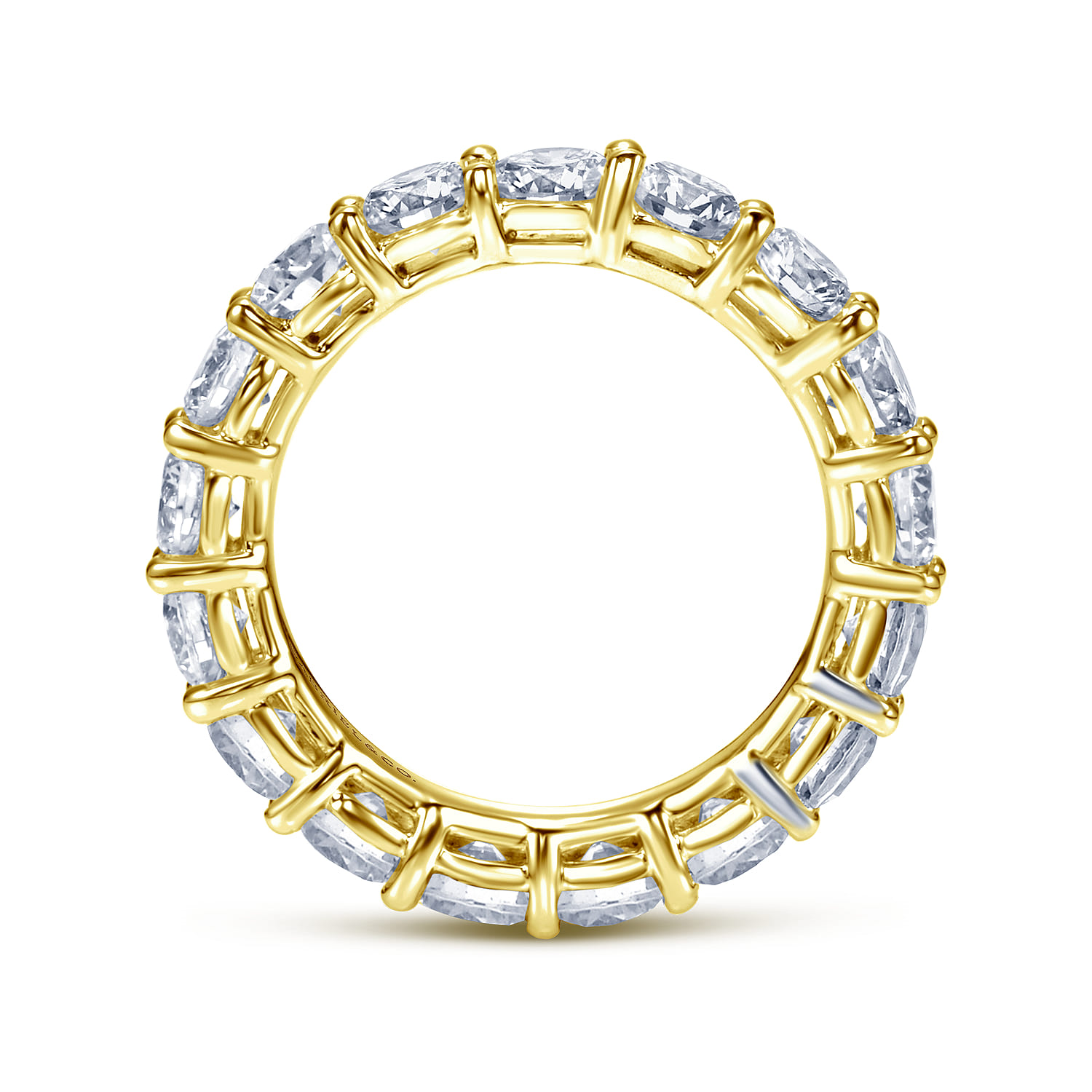 Eternity Band Wedding Ring in 14k Yellow Gold with Round Natural Diamond at Gabriel & Co. - Shot 2