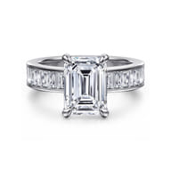 Bassia - 14K White Gold Emerald Cut Diamond Engagement Ring