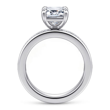 Bassia - 14K White Gold Emerald Cut Diamond Engagement Ring
