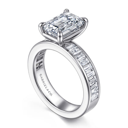 Bassia - 14K White Gold Emerald Cut Diamond Engagement Ring