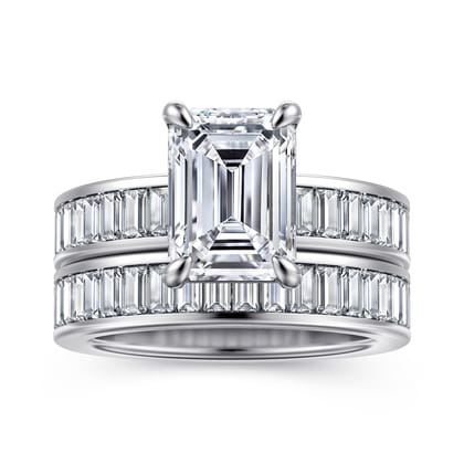 Bassia - 14K White Gold Emerald Cut Diamond Engagement Ring