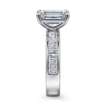 Bassia - 14K White Gold Emerald Cut Diamond Engagement Ring