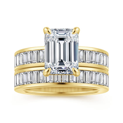 Bassia - 14K Yellow Gold Emerald Cut Diamond Engagement Ring